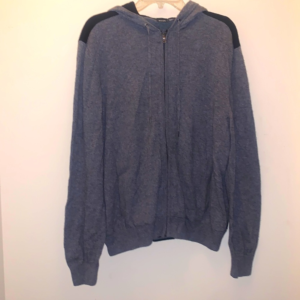 Hugo Boss NWOT Mens Wool Zip Up Hooded Gray Sweater size XL